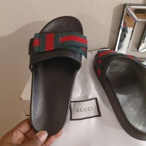 Gucci Black and Green Slides